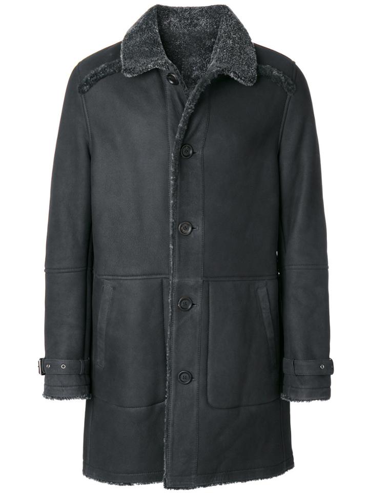 Yves Salomon Panelled Coat - Grey