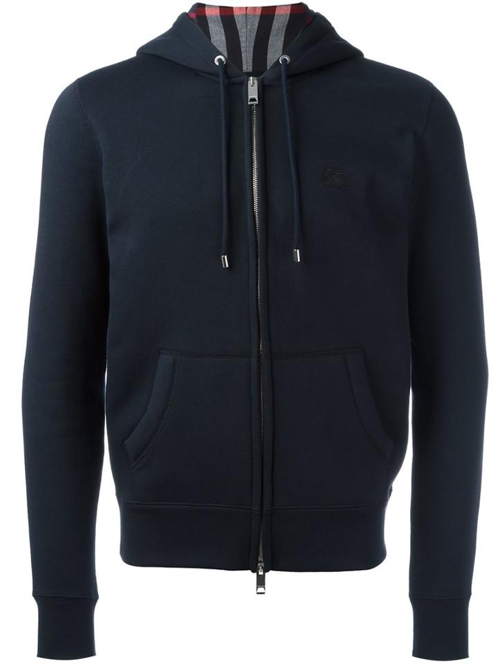 Burberry Classic Zip-up Hoodie, Men's, Size: Xxl, Blue, Cotton/polyester
