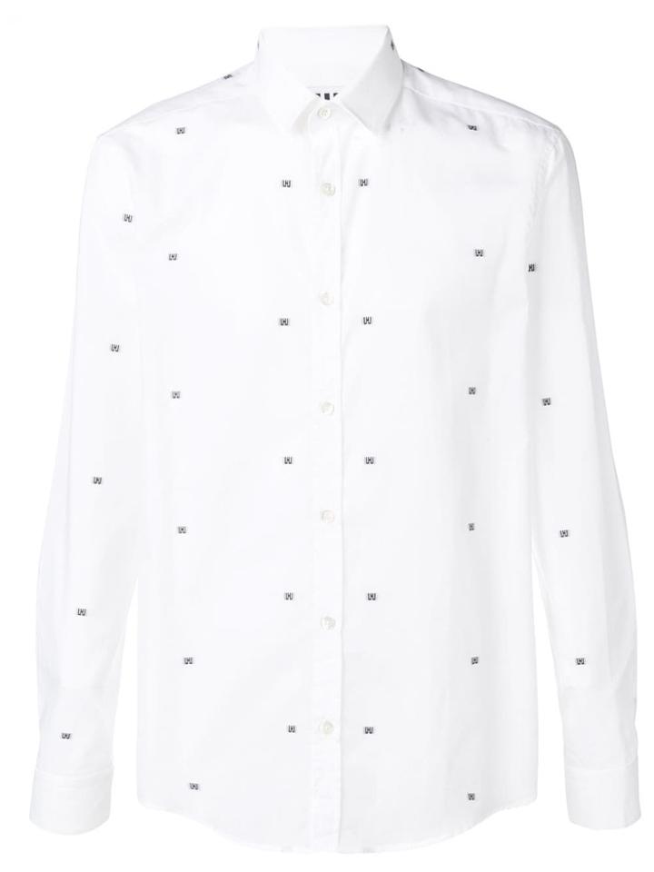 Les Hommes Urban Micro Print Shirt - White