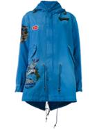 Mr & Mrs Italy - Embroidered Hooded Parka - Women - Cotton - Xs, Blue, Cotton