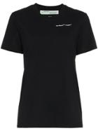 Off-white Black Logo Embroidered Short Sleeve Cotton T Shirt