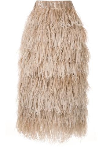 Alison Brett Feather-embellished Pull-on Skirt - Grey
