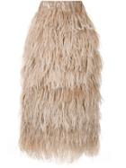 Alison Brett Feather-embellished Pull-on Skirt - Grey