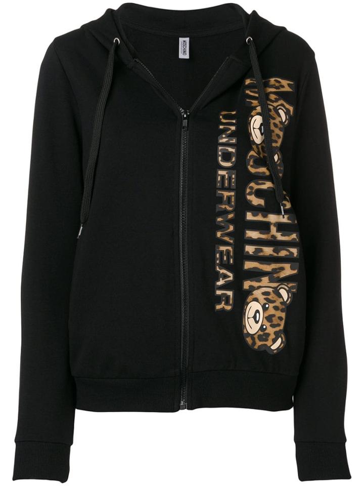 Moschino Toy Print Zipped Hoodie - Black