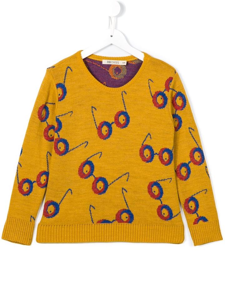 Bobo Choses Glasses Print Jumper, Boy's, Size: 11 Yrs, Yellow/orange