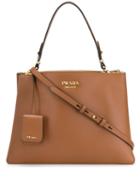 Prada Top Handle Leather Tote - Brown