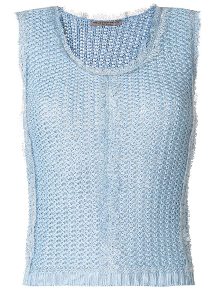Ermanno Scervino Picot Trim Knitted Vest Top - Blue