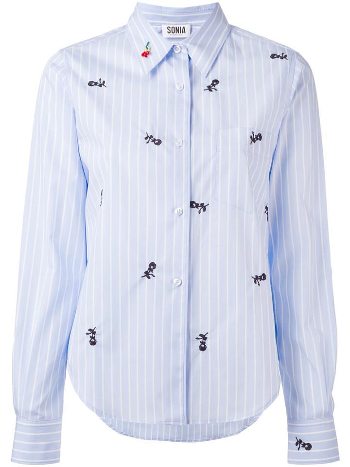 Sonia By Sonia Rykiel Embroidered Rose Shirt, Women's, Size: 36, Blue, Cotton