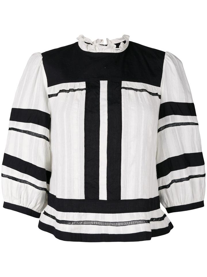 Isabel Marant Étoile - Stripe Panel Top - Women - Cotton - 38, White, Cotton