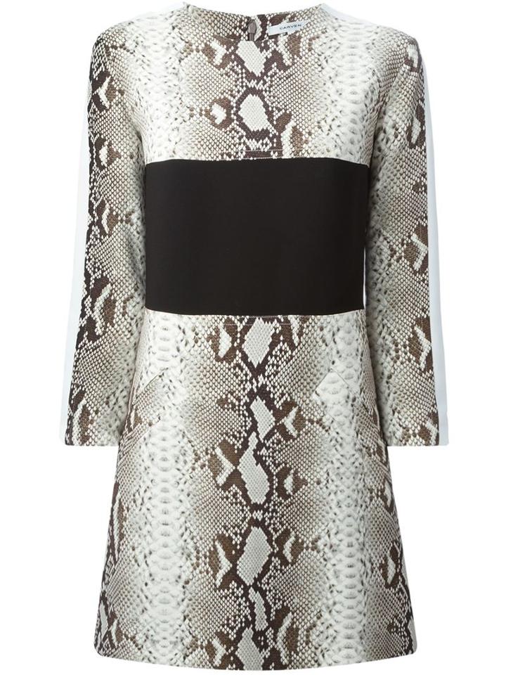 Carven Snake Skin Print Paneled Dress