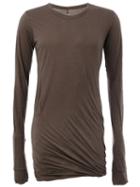 Rick Owens Draped T-shirt, Men's, Size: Large, Grey, Cotton