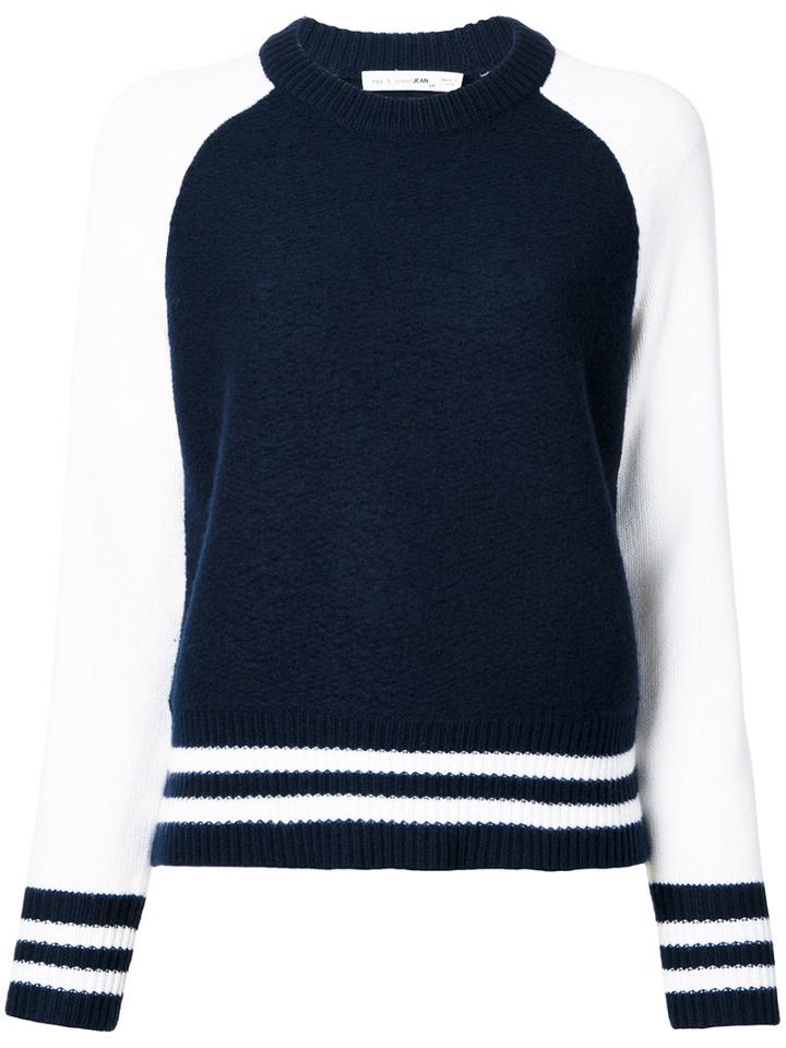 Rag & Bone /jean - Contrast Jumper - Women - Wool - S, Blue, Wool