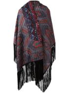 Bazar Deluxe Fringed Embellished Poncho, Women's, Silk/cotton