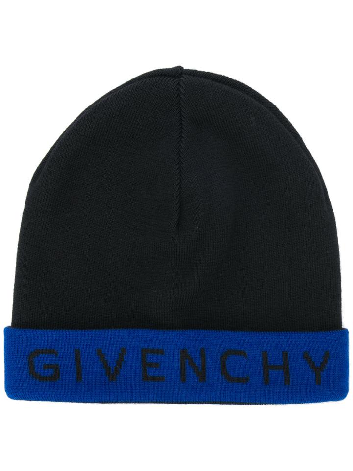 Givenchy Logo Contrast Beanie Hat - Black