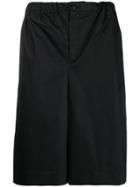 Sartorial Monk Wide Leg Knee Length Shorts - Black