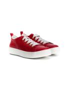 Lanvin Teen Stitched Logo Sneakers - Red