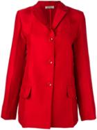 Nina Ricci Pleated Blazer, Women's, Size: 34, Red, Silk/wool