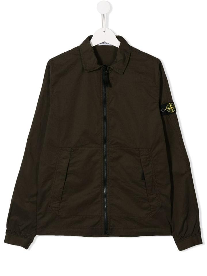 Stone Island Junior Logo Jacket - Green