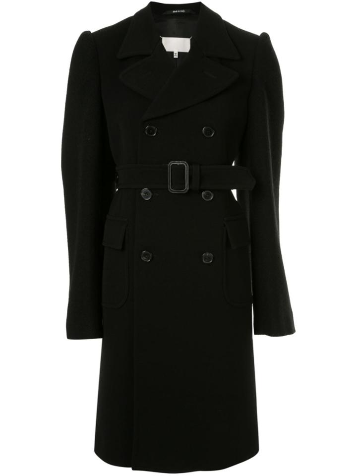 Maison Margiela Double Breasted Long Coat - Black