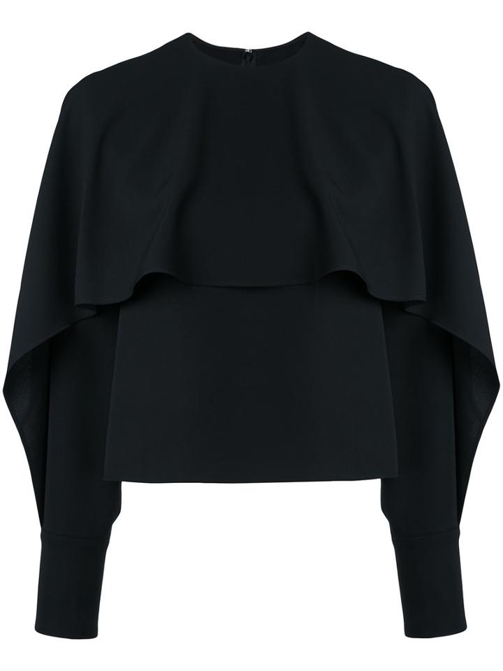 Le Ciel Bleu - Cape Motif Top - Women - Polyester - 36, Black, Polyester