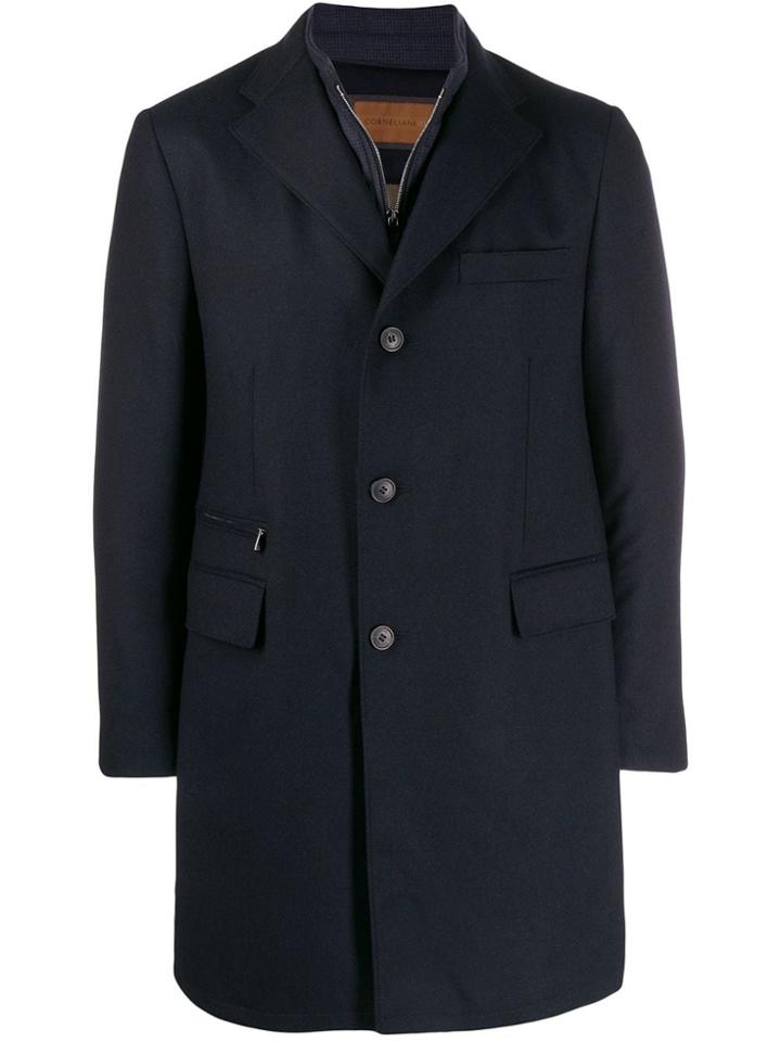 Corneliani Double-layered Single Breasted Coat - Blue