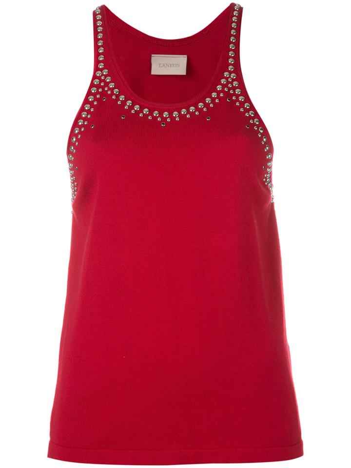 Laneus Studded Trim Vest Top - Red