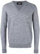 Dsquared2 V-neck Jumper, Men's, Size: Medium, Grey, Polyester/wool