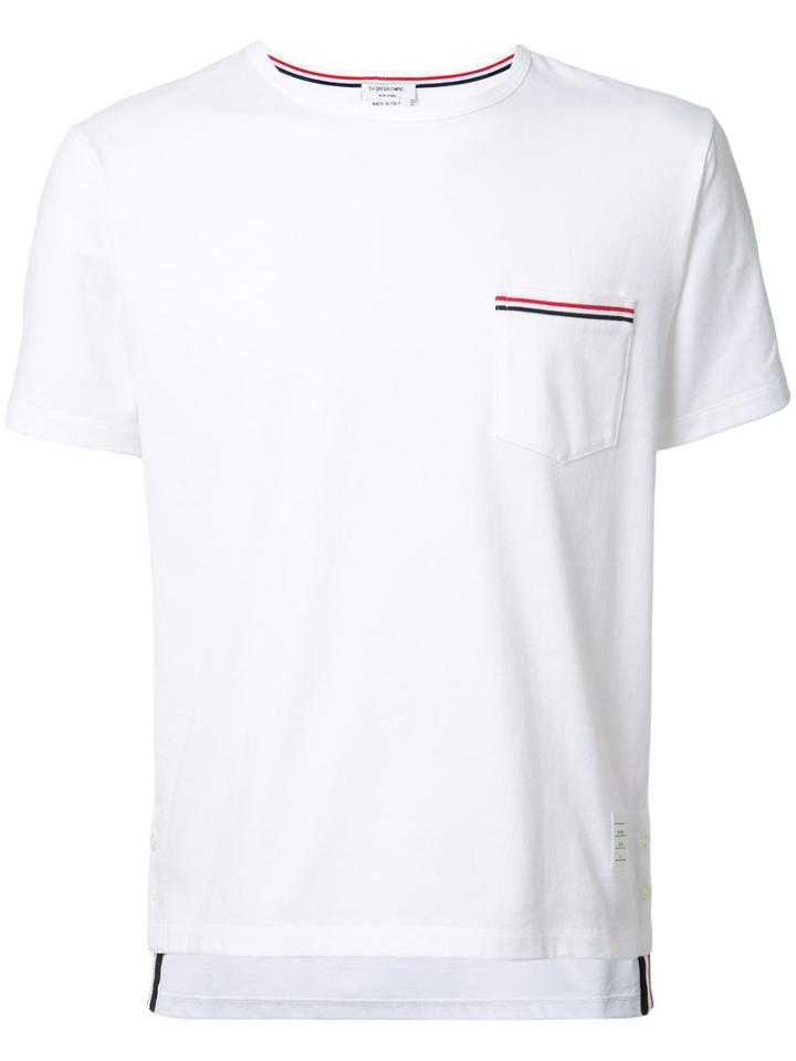 Thom Browne Chest Pocket T-shirt, Men's, Size: 1, White, Cotton