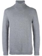 Roberto Collina Ribbed Roll Neck Sweater, Men's, Size: 50, Grey, Merino