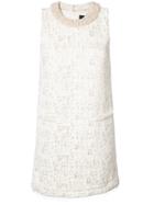 Rachel Zoe Faux Pearl Collar Metallic Print Dress - White