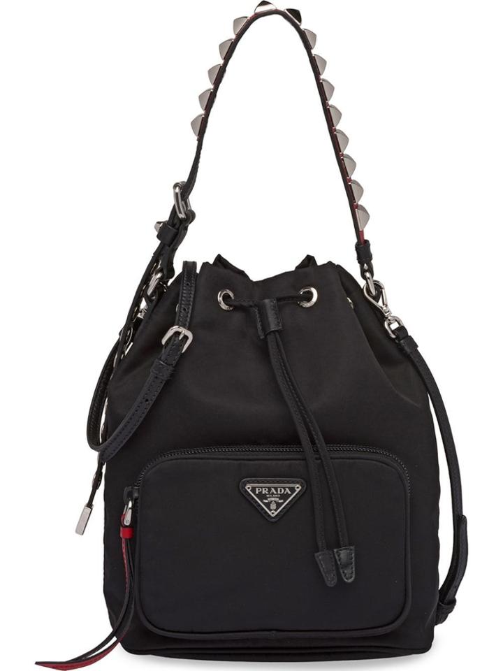 Prada Studded-strap Shoulder Bag - Black
