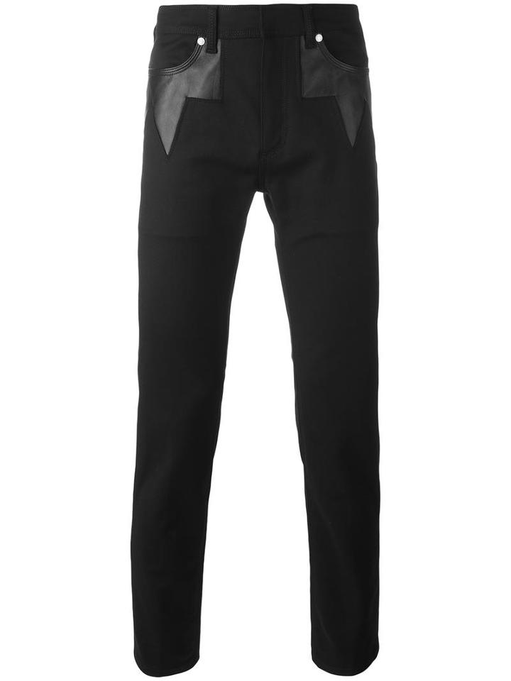 Neil Barrett Geometric Insert Jeans, Men's, Size: 34, Black, Cotton/spandex/elastane
