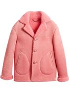Burberry Leather Trim Shearling Jacket - Pink & Purple