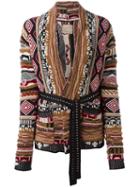 Laneus Intarsia Belted Cardi-coat, Women's, Size: 40, Wool/alpaca/angora/viscose