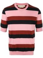 Marni Striped Short Sleeve Jumper, Men's, Size: 48, Brown, Cotton