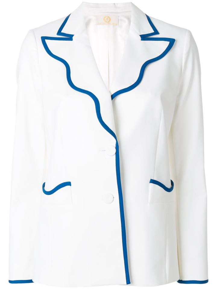 Sara Battaglia Wave Lapel Blazer - White