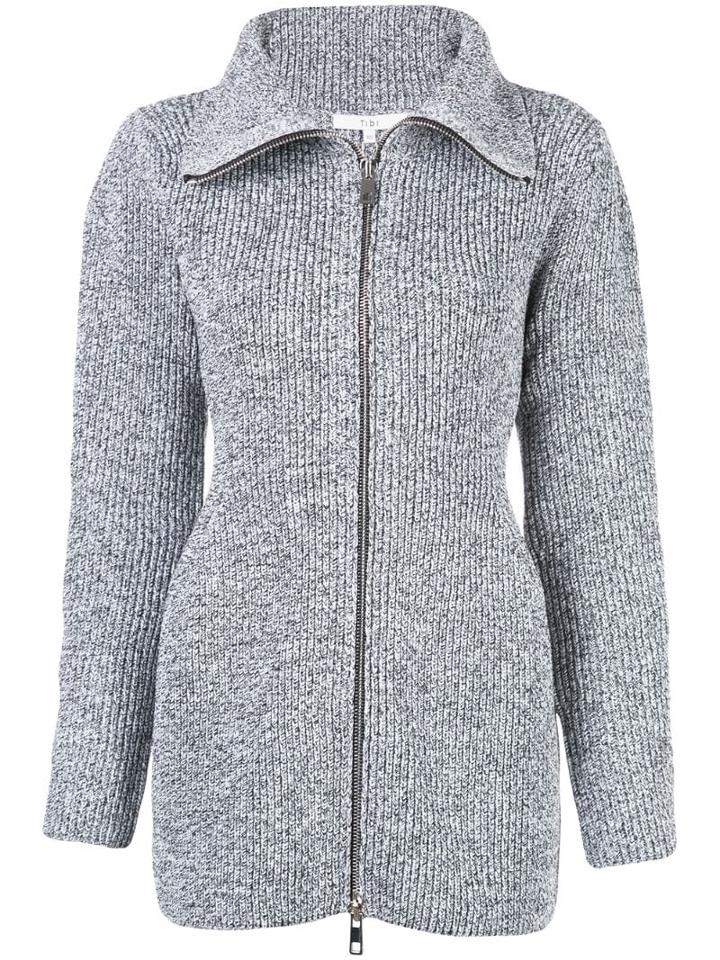Tibi Flapped-neck Zip-up Jacket - Black