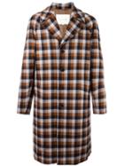 Mackintosh Plaid Single Breasted Coat, Men's, Size: 40, Brown, Cupro/wool