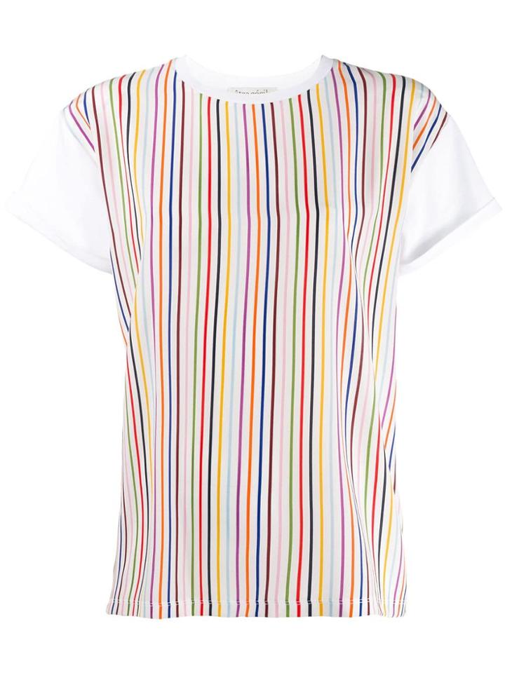 Être Cécile Rainbow Stripe T-shirt - White