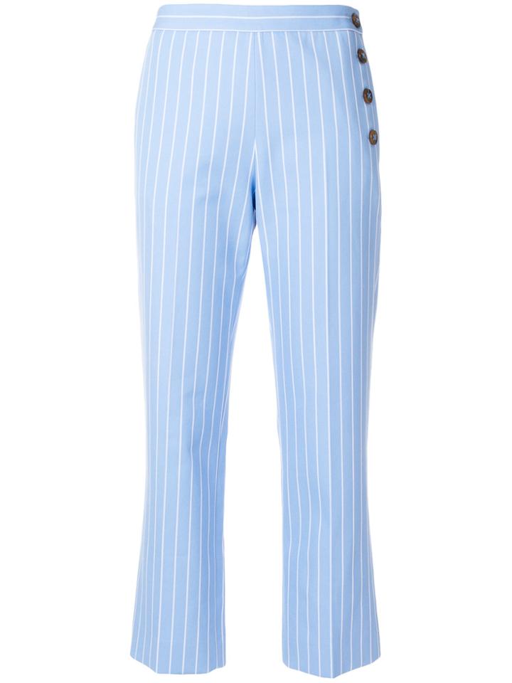 Victoria Beckham Pinstripe Cropped Trousers - Blue
