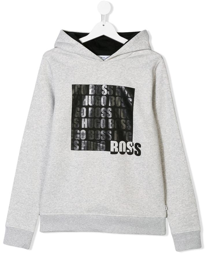 Boss Hugo Boss Teen Graphic Logo Print Hoodie - Grey