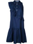 Vivetta Ruffled Trim Pleated Dress, Women's, Size: 40, Blue, Cotton