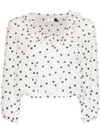 Rixo Alora Polka-dot Ruffle Blouse - White