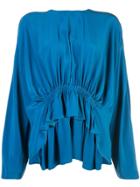 Derek Lam Long Sleeve Georgette Blouse With Gathered Waist Detail -