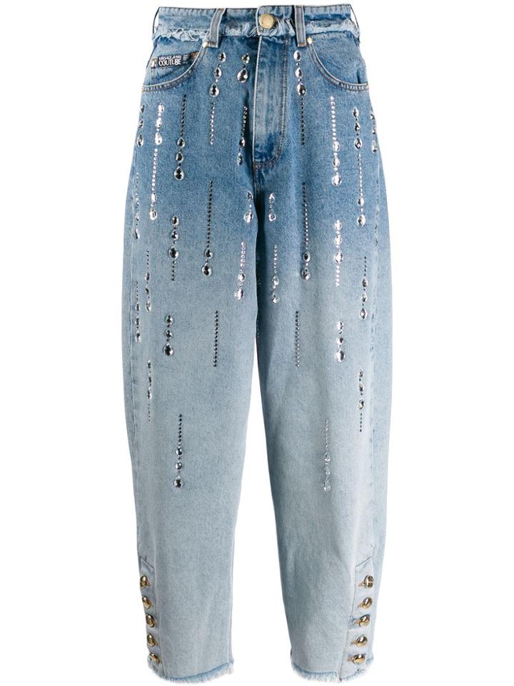 Versace Jeans Couture Rhinestone-embellished Jeans - Blue