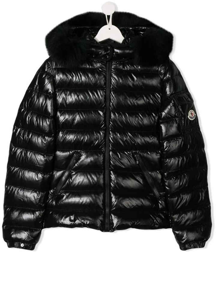 Moncler Kids Teen Fur Lined Quilted Jacket - Black