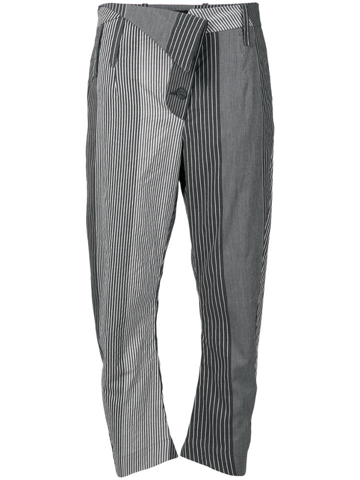 Lost & Found Ria Dunn Striped Cropped Trousers - Grey