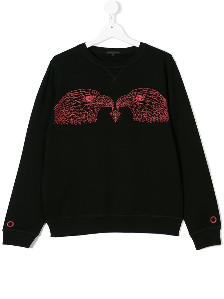 Frankie Morello Kids Teen Graphic Eagle Print Sweatshirt - Black