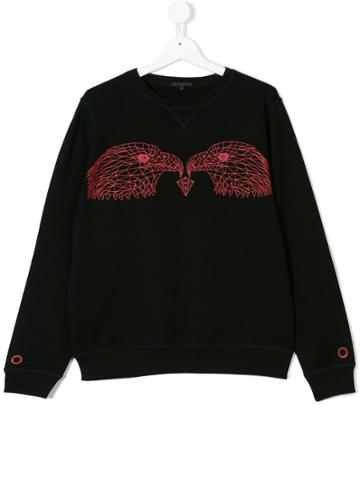 Frankie Morello Kids Teen Graphic Eagle Print Sweatshirt - Black