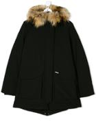 Woolrich Kids Teen Fur Trim Hooded Coat - Black